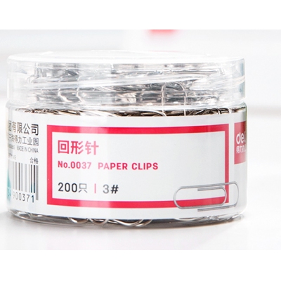 得力(deli)29mm镀镍回形针 3#金属曲别针 200枚/筒 办公用品