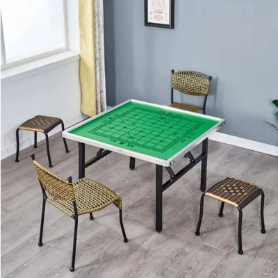 无畏战舰 折叠麻将桌 象棋桌餐桌两用简易户外棋牌桌子正方形麻雀台宿舍手动麻将机茶合金包边（80*80*72)