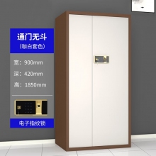 电子保密柜钢制密码锁文件柜档案柜密码柜通门 咖白色指纹锁无斗
