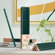 得力(deli)经典绿杆学生2B铅笔六角笔杆考试素描绘图铅笔10支